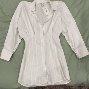Dillards White Button-Up Mini Dress